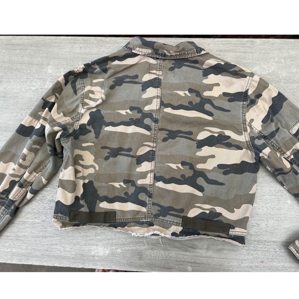 Forever Audrey Camo Cropped Jacket Utility Streetwear Y2K Cotton Green Tan M - Picture 5 of 7